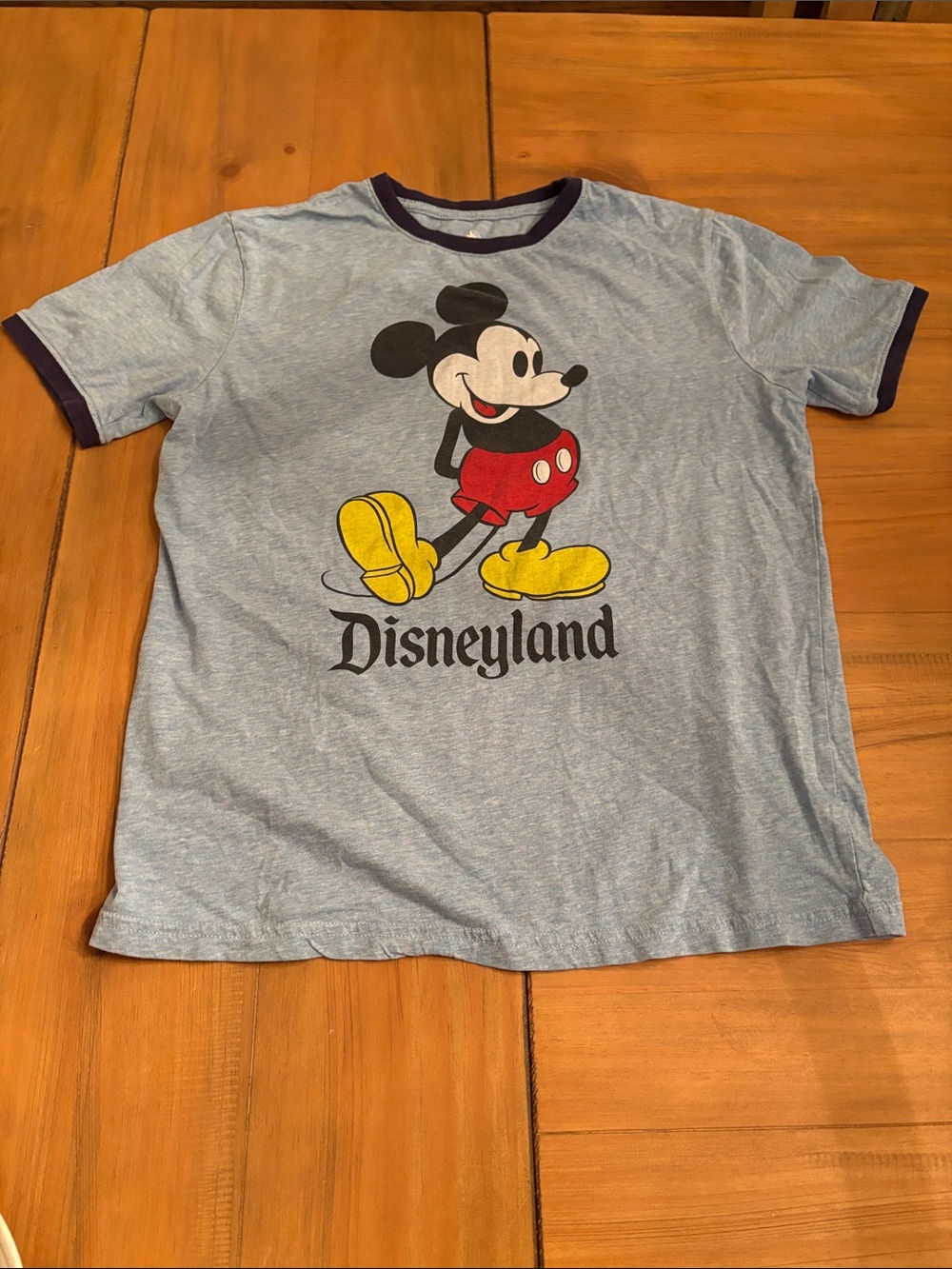 Disneyland Heather Light Blue Ringer Tee with Classic Mickey Graphic